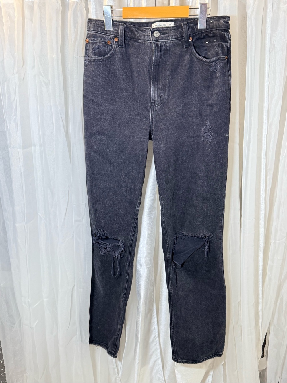 Abercrombie & Fitch Black Distressed Skinny Jeans